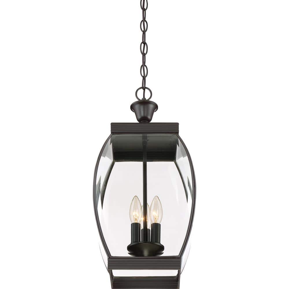 Oasis Transitional Mini 3-Light Matte Black & Bronze Pendant