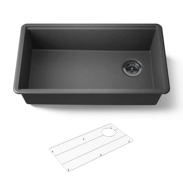 Billings 32.5 in. Undermount Single Bowl Granite Composite Kitchen Sink in Matte Graphite