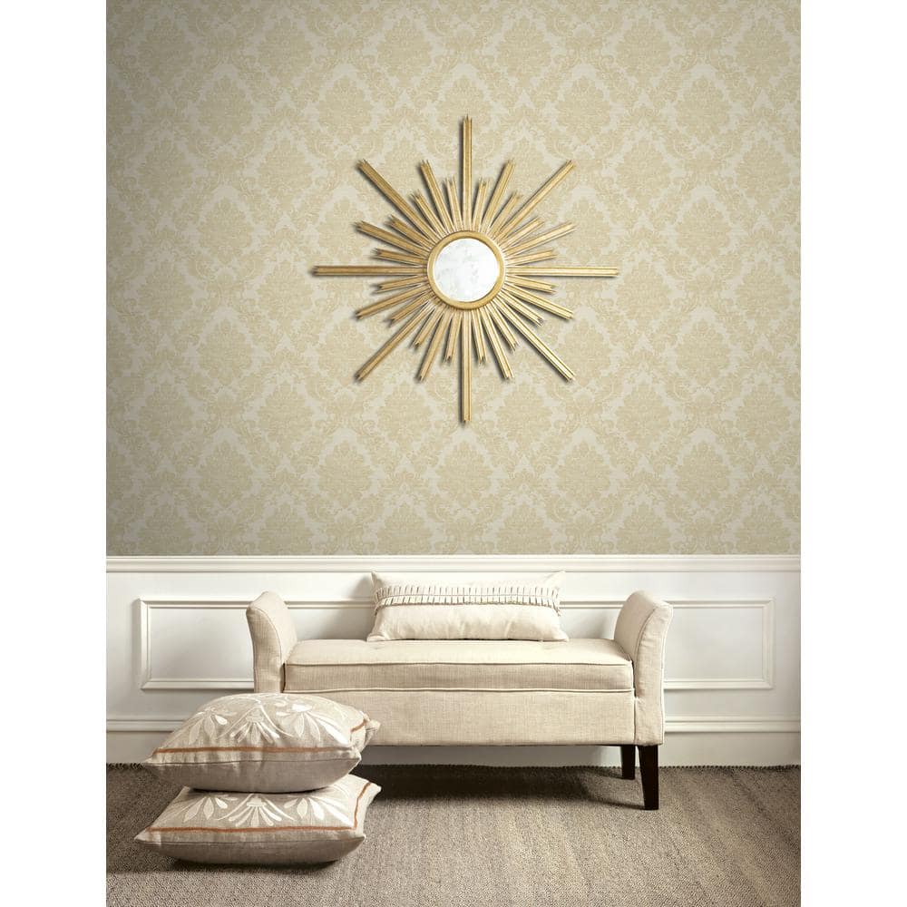 Prestigious Gold and Beige Damask Non-Pasted Wallpaper Roll