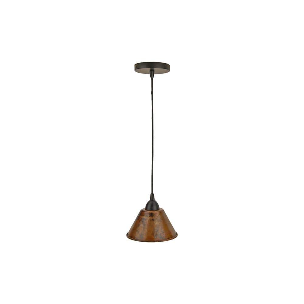 Hammered Copper 7" Pendant Light in Oil Rubbed Bronze with Matte Black Cord