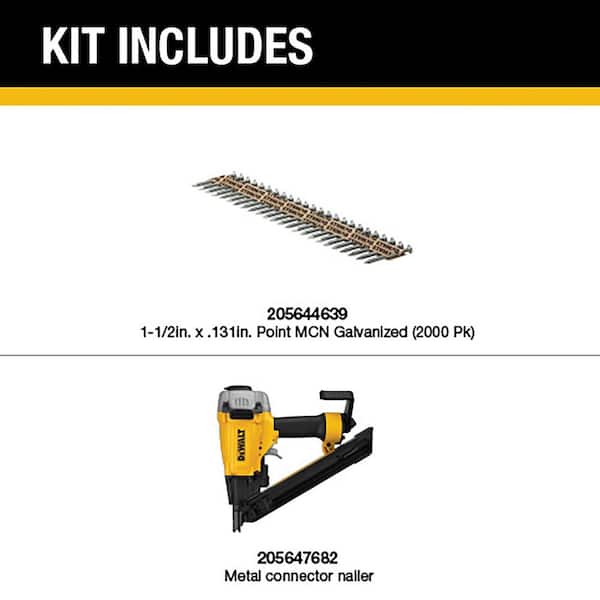 35-Degree Pneumatic Metal Connector Nailer with 1-1/2 in. x 0.131 in. Galvanized Metal Connecting Nails 2000 per Box