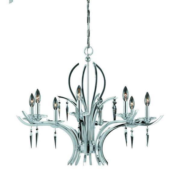 Illumine 8-Light Chrome Plated Chandelier with Crystal Drops