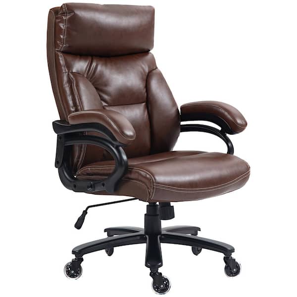 Vinsetto 400 lbs. Big and Tall High Back Leather Adjustable Height Ergonomic Executive Office Chair in Brown with Arms