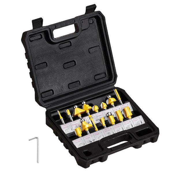 SKYSHALO Router Bits Set, Carbide Router Bit Kit with 1/4 in