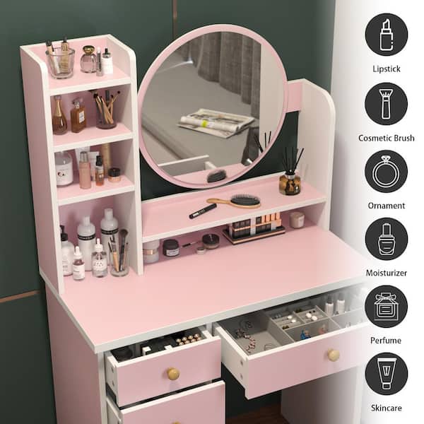  GOODSDECO Makeup Organizer Vanity Tray - Pink Leather