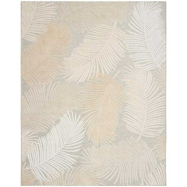 Suncoast Grey 9 ft. x 12 ft. Floral Contemporary Area Rug