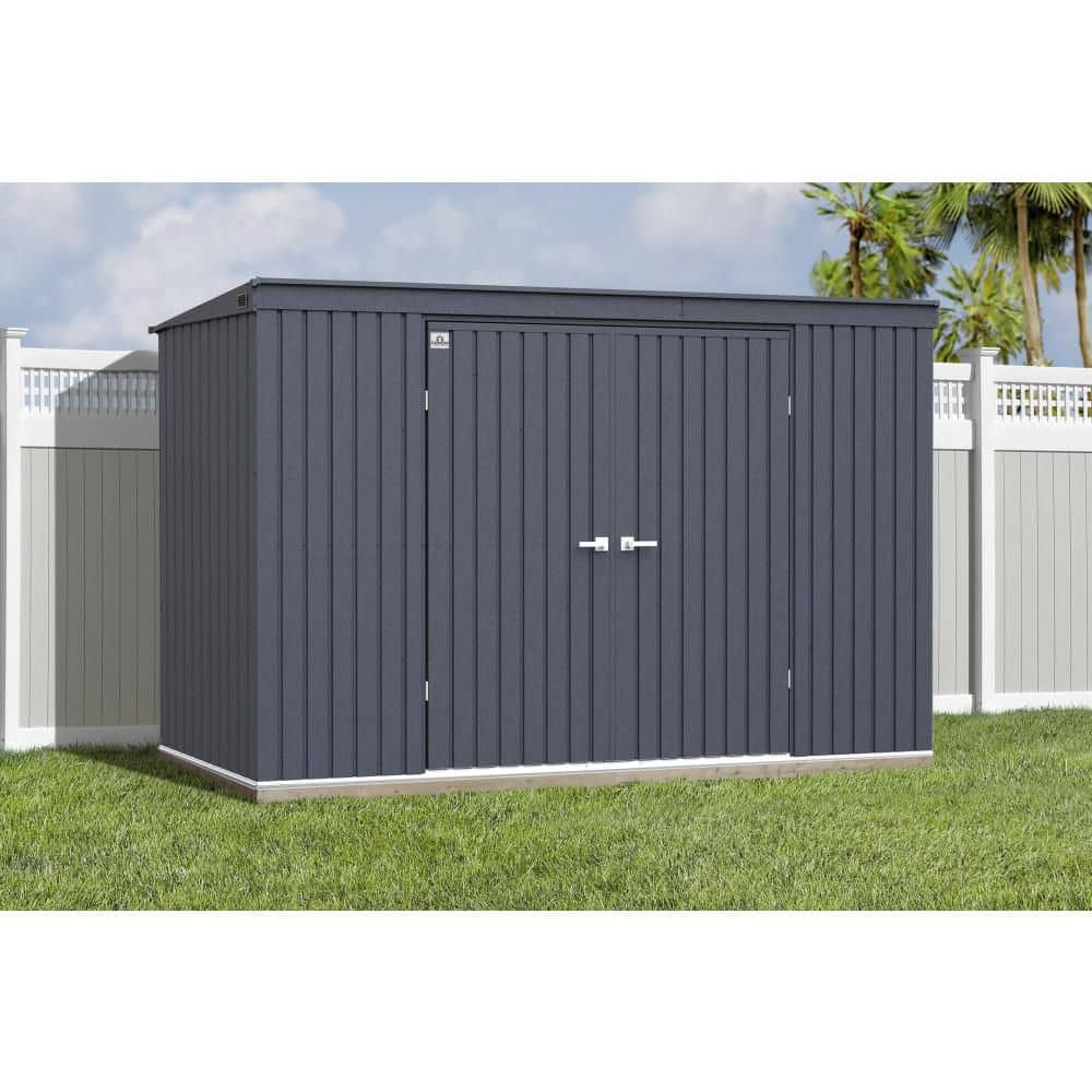 Anthracite Galvanized Steel 10-ft x 4-ft Storage Shed Kit