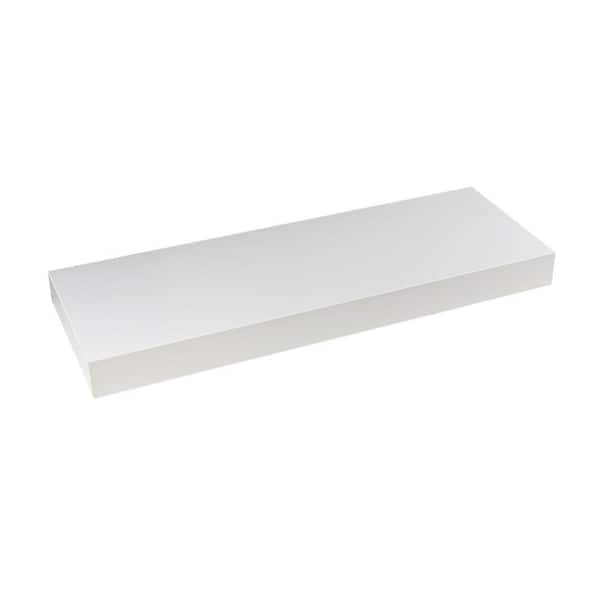 Wallscapes 10 in. x 36 in. x 1-3/4 in. White Wood Veneer Straight Floating Shelf Kit (Price Varies By Length)