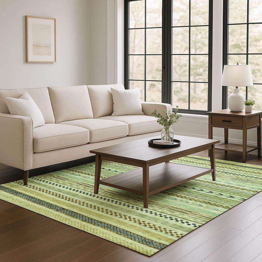 Mayfield Premium Machine Washable Abstract AMF1625 Aloe 8 ft. x 10 ft. Area Rug price history on PriceWatchPro