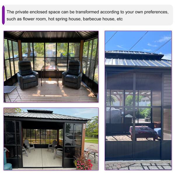 PURPLE LEAF 12ft. x 20ft. Patio Hardtop Gazebo Double Top PC