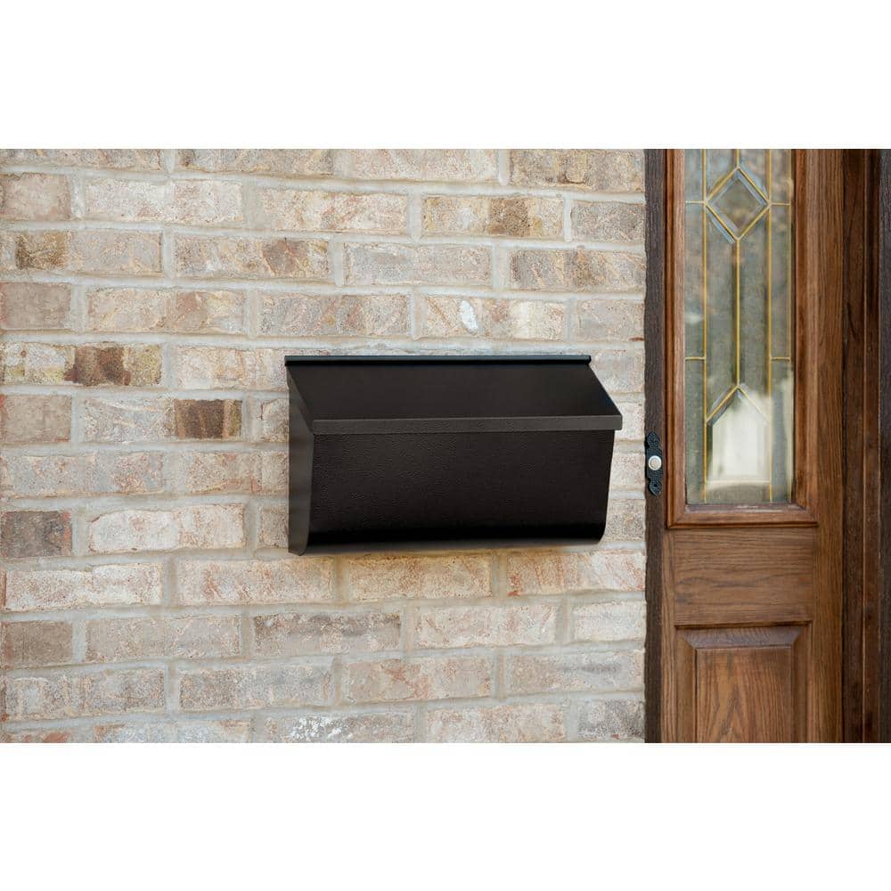 Medium Black Powder-Coated Steel Wall Mount Mailbox