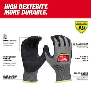 Large High Dexterity Cut 9 Resistant Polyurethane Dipped Work Gloves