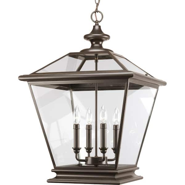 Progress Lighting Crestwood Collection 4-Light Antique Bronze Foyer Pendant with Clear Glass