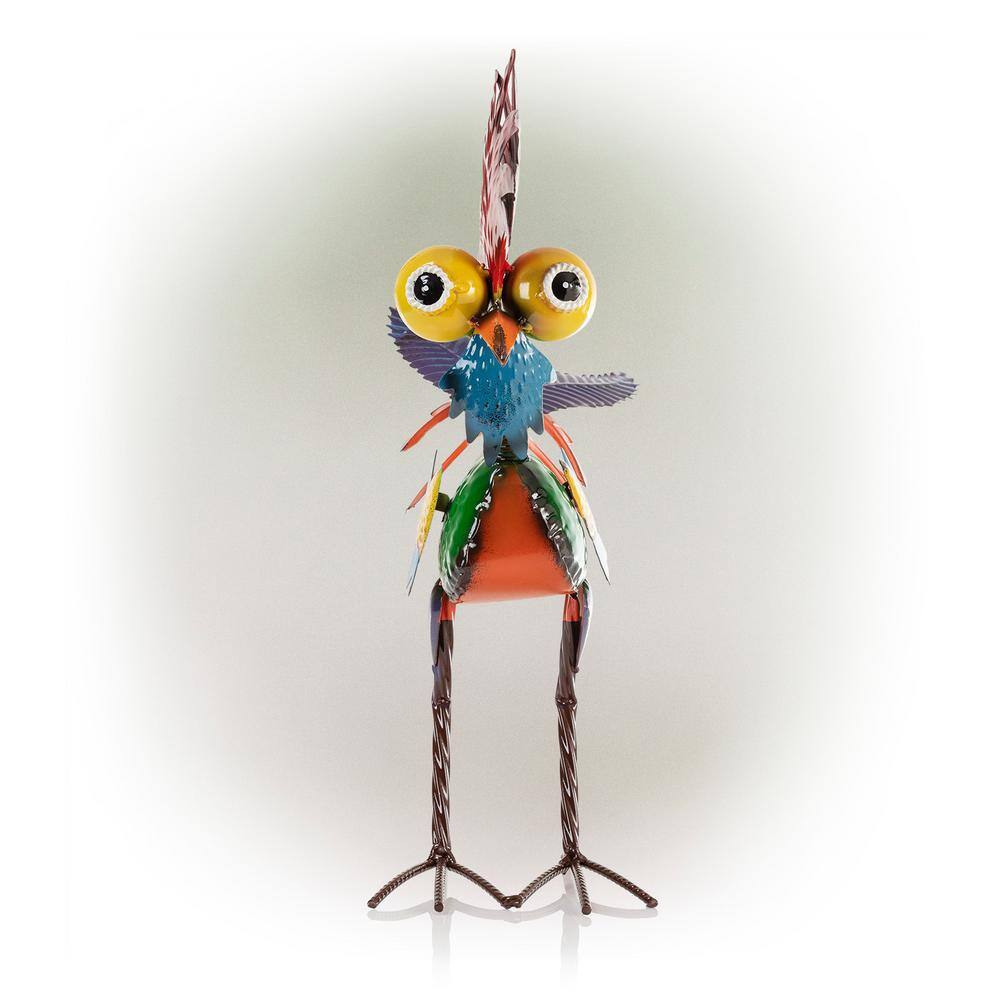 18" Multicolor Metal Rooster Lawn Decoration