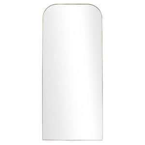 32 in. W. x 76 in. Modern Tall Rounded Top Corner Mirror in Gold Stainless Steel Finish