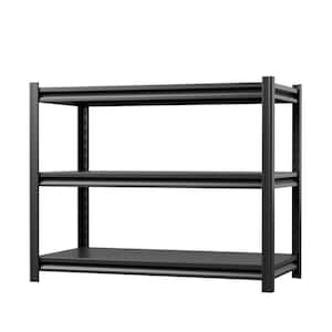 39.37 in. W x 31.5 in. H x 19.69 in. D 3-Tier Adjustable Open Freestanding Metal Storage Garage Wall Shelf in Black