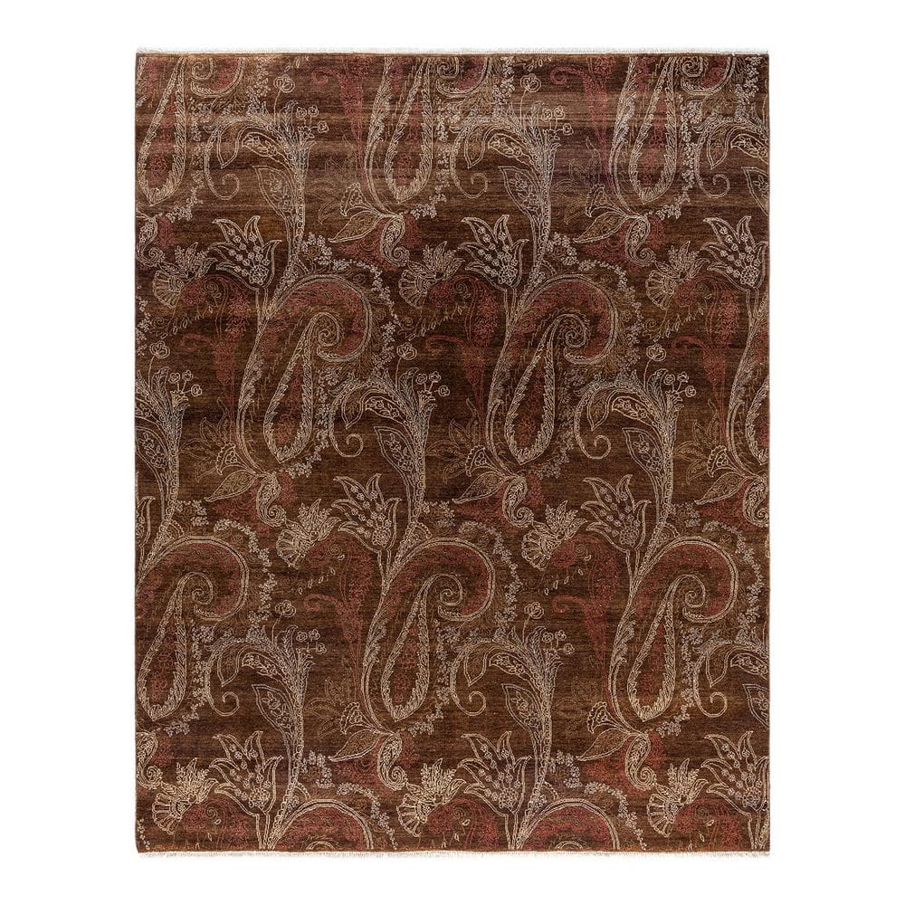 Ikat Brown 8 ft. x 10 ft. Floral Wool Indoor Area Rug price history on PriceWatchPro
