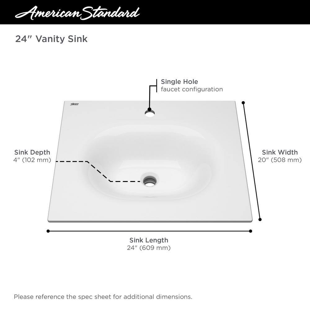 Studio S 24'' White Ceramic Rectangular Bathroom Sink