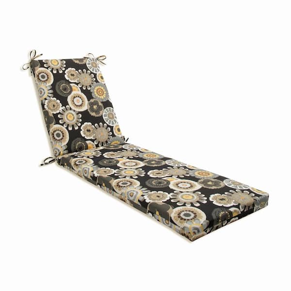Floral 23 x 30 Outdoor Chaise Lounge Cushion in Black/Yellow Crosby