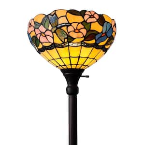 70 in. Tiffany Style Hummingbirds Floral Torchiere Floor Lamp