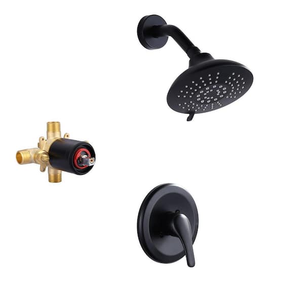 VEVETTA Single Handle 5-Spray Shower Faucet 1.8 GPM in. with 360° Swivel in. Matte Black（Valve Included）