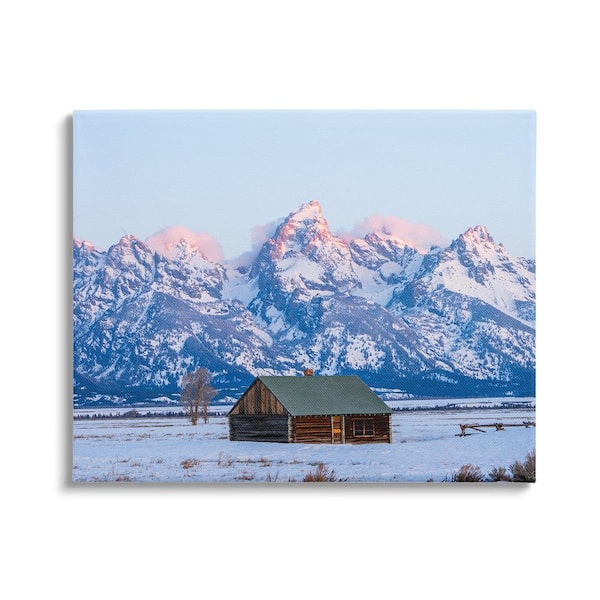 Stupell Industries Winter Snowy Peaks and Cabin byJared Kreiss 1-Piece Unframed Graphic Print Nature Poster Art Print 40 in. x 30 in.
