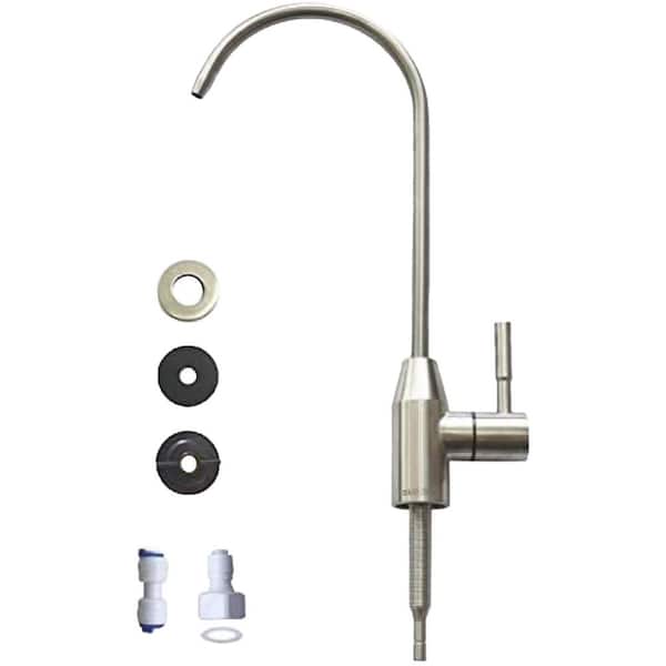 Single Handle Beverage Faucet with Lead-Free Stainless Steel for Water Purifier System in Brushed Silver