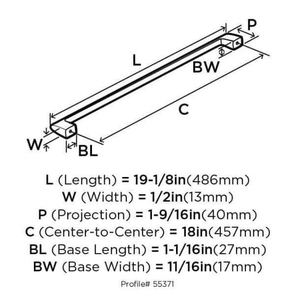 Brushed Nickel 19-Inch Modern Appliance Pull with Mounting Hardware