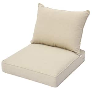 Tecci 24 in. x 24 in. Olefin 2-Piece Deep Seating Outdoor Lounge Chair Cushion in Beige