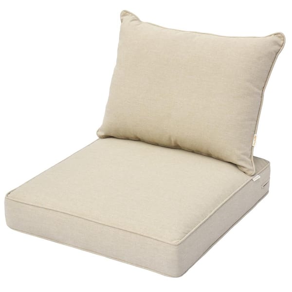 HOOOWOOO Tecci 24 in. x 24 in. Olefin 2-Piece Deep Seating Outdoor Lounge Chair Cushion in Beige