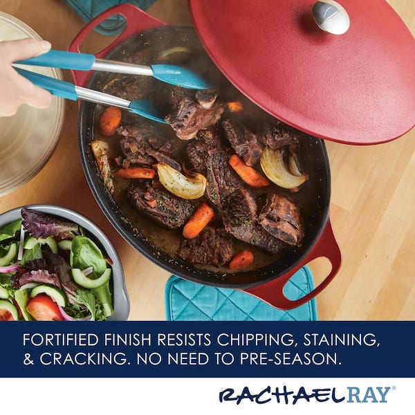 Rachael Ray Nitro Cast Iron 9 in. x 13 in. Red Rectangle Cast Iron Roasting Pan, Agave Blue
