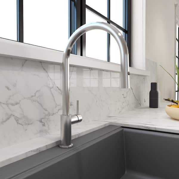 Baveno Duo Single Handle Pull Down Sprayer Kitchen Faucet in Stainless Steel