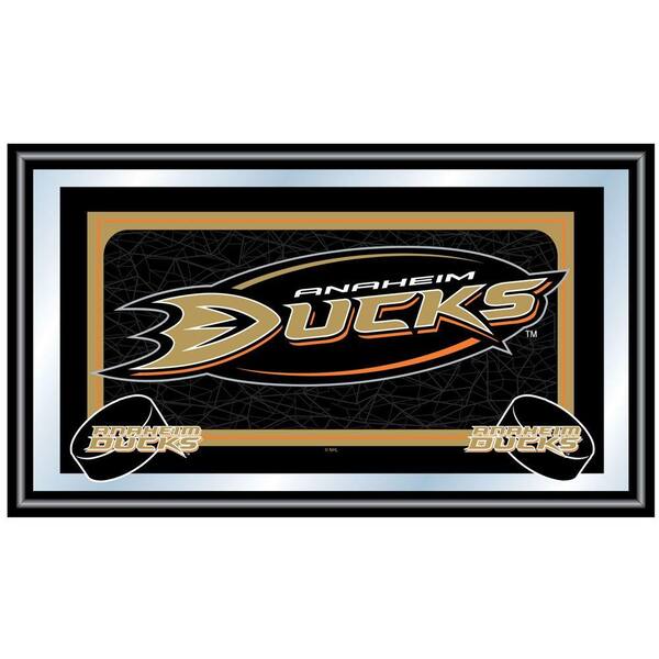 Trademark NHL Anaheim Ducks Logo 15 in. x 26 in. Black Wood Framed Mirror