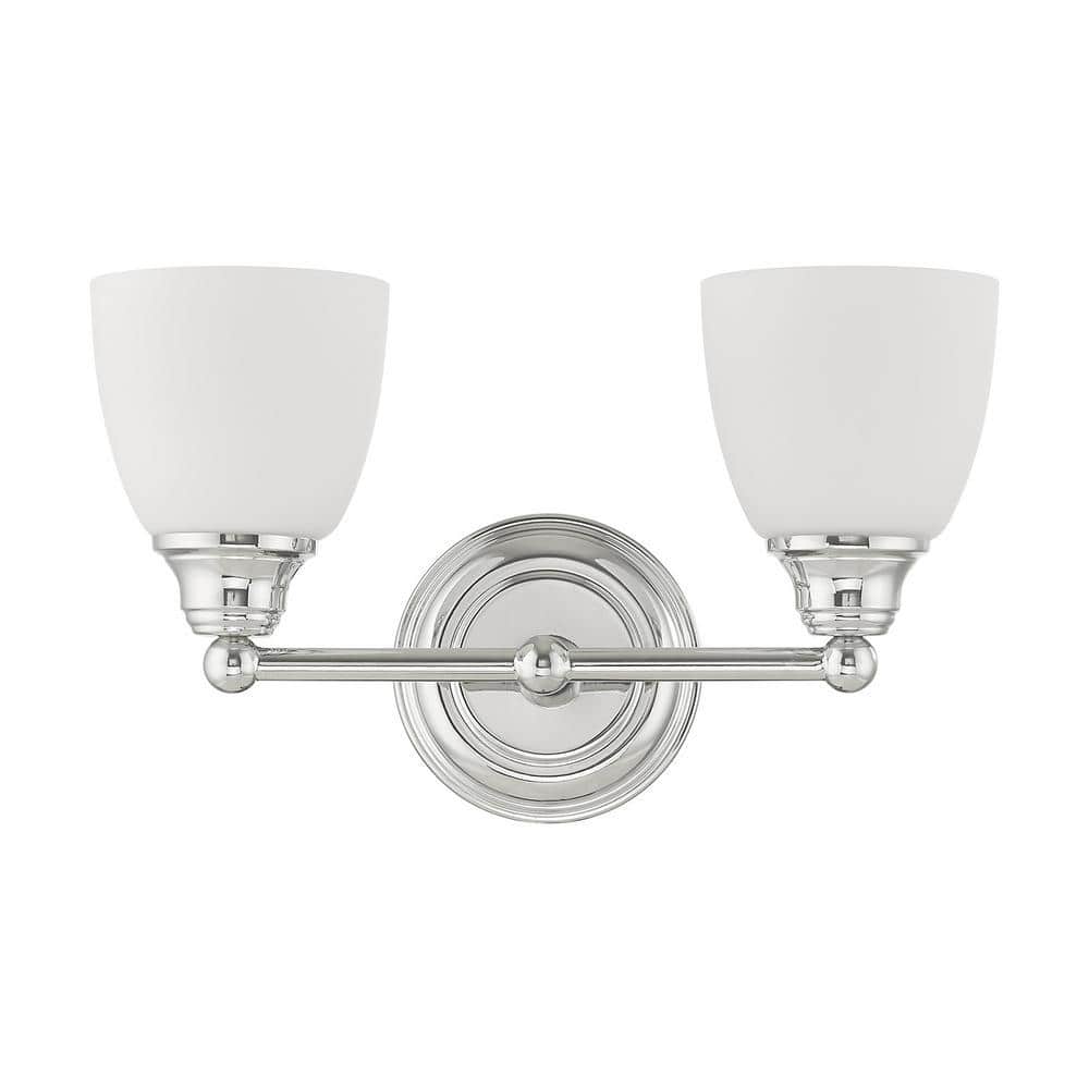 Polished Chrome 2-Light Vanity with Satin Opal Glass