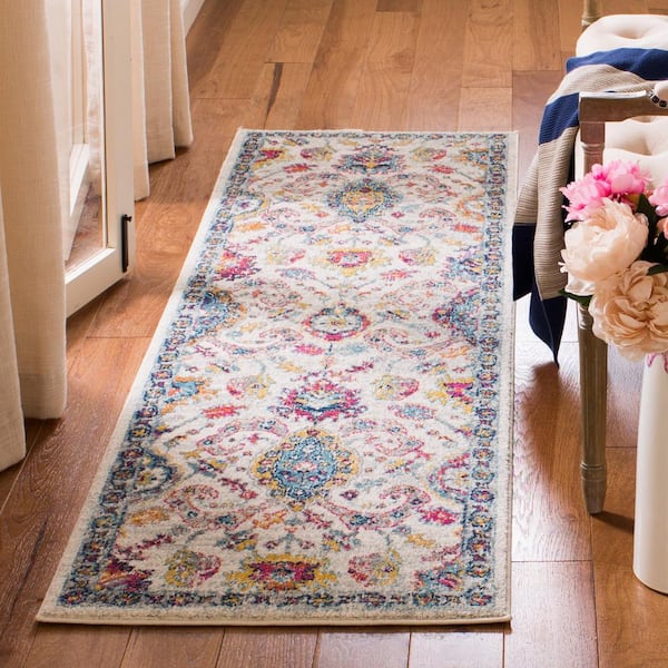 Evoke Cream/Orange 2 ft. x 7 ft. Border Runner Rug