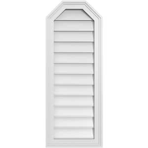 14 in. x 36 in. Octagonal Top Surface Mount PVC Gable Vent: Decorative with Brickmould Frame