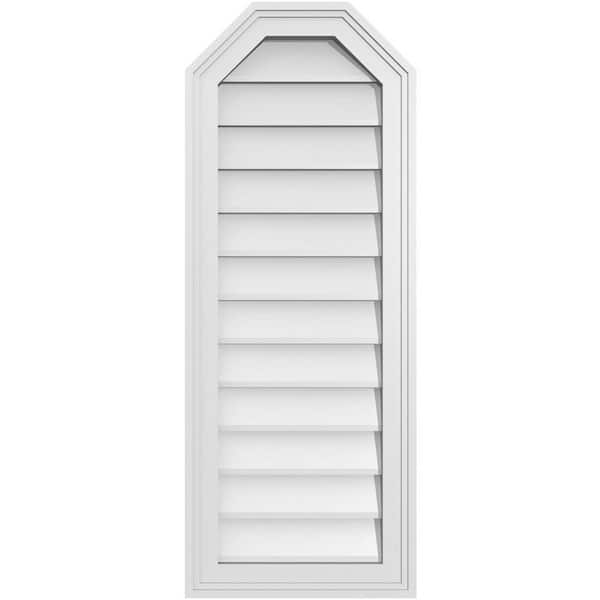 Ekena Millwork 14 in. x 36 in. Octagonal Top Surface Mount PVC Gable Vent: Decorative with Brickmould Frame