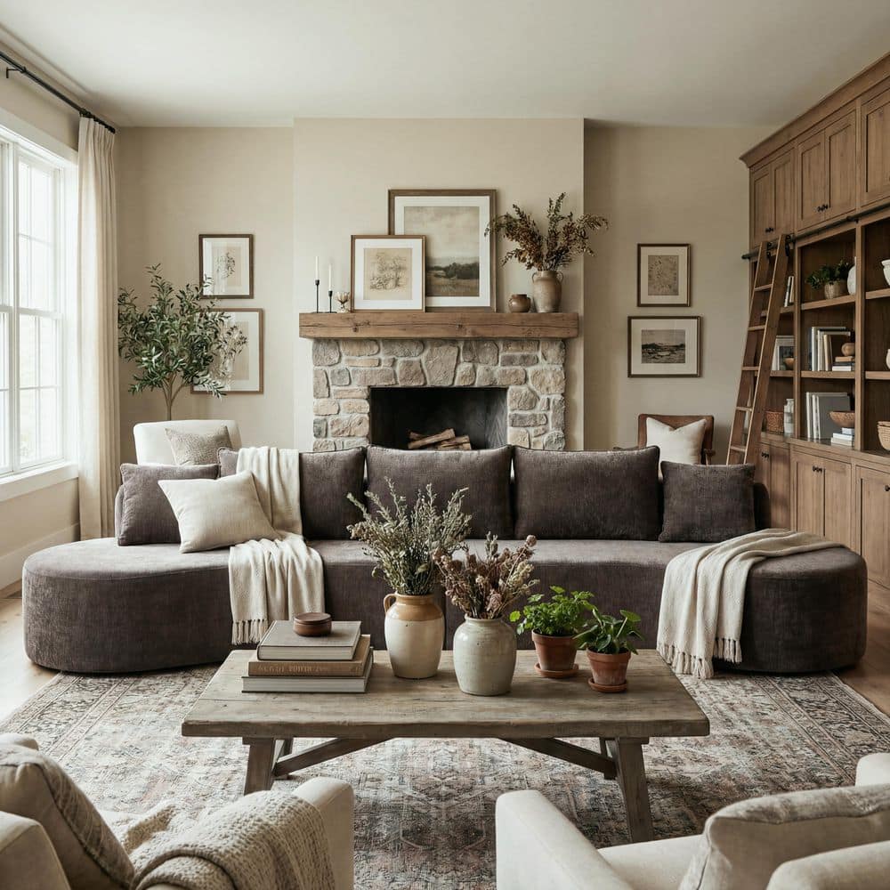 CHRISTOPHER KNIGHT HOME Ethen 138.6 in. Polyester Upholstered Curved Sectional Sofa in Light Brown