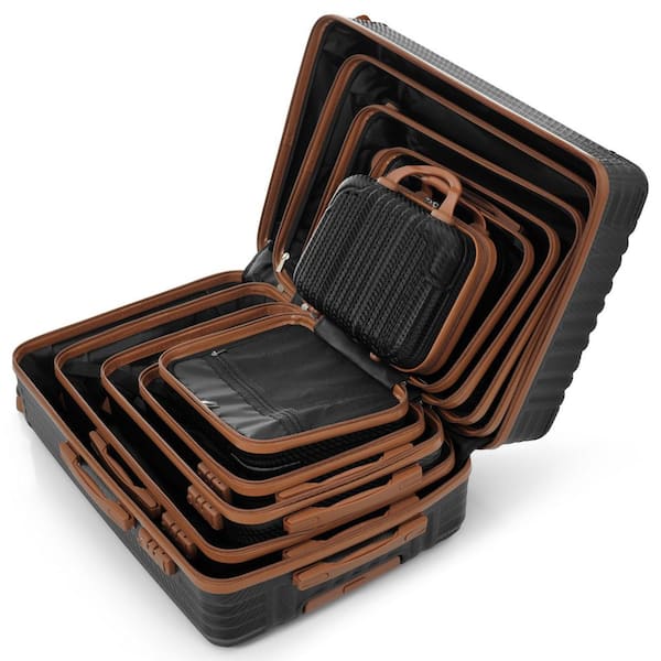Merax 6 or More Bags 6-Pc Black Brown ABS Hardshell 12, 14, 16, 20