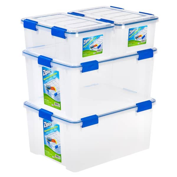 IRIS 16 and 60 Qt. Set Ziploc Weather Shield Storage Box in Clear (Pack of 4)