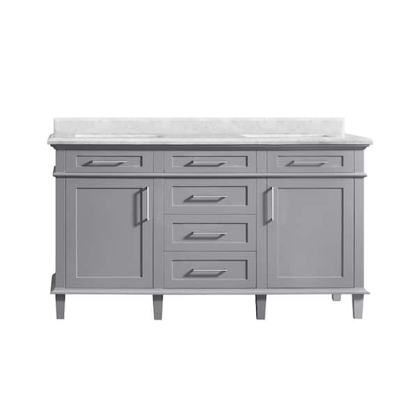 Home Decorators Collection Talmore 60 in. W x 22 in. D x 35 in. H  Freestanding Bath Vanity in Gray with White Cultured Marble Top VA-FC0201 -  The Home Depot