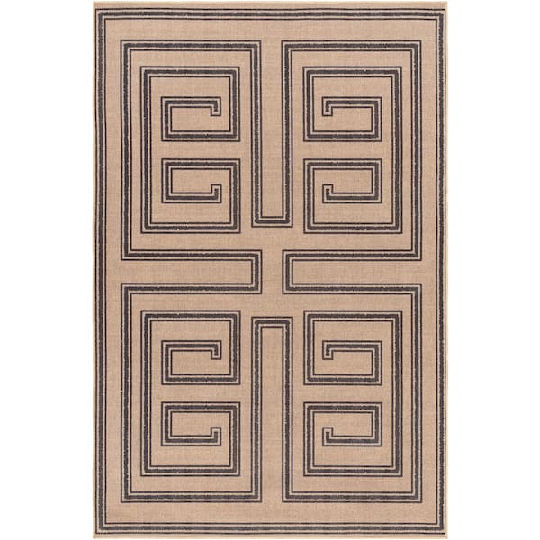 Ez Jute Brown/Black  6 ft. x 9 ft. Machine-Washable Rug
