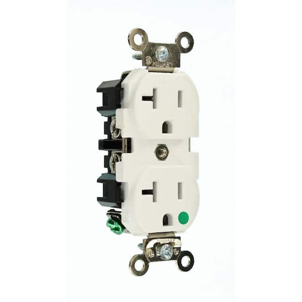 20 Amp 125 V Hospital Grade Duplex Outlet/Receptacle, White (1-Pack) 8300-W