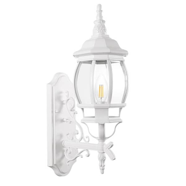 LamQee Outdoor 1-Light White Aluminum Wall Sconce with Clear Glass Shade