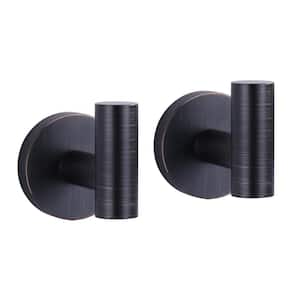 Stainless Steel Wall Mounted Round J-Hook Robe/Towel Hook with Rust Resistant in Oil Rubbed Bronze(2 Pack)