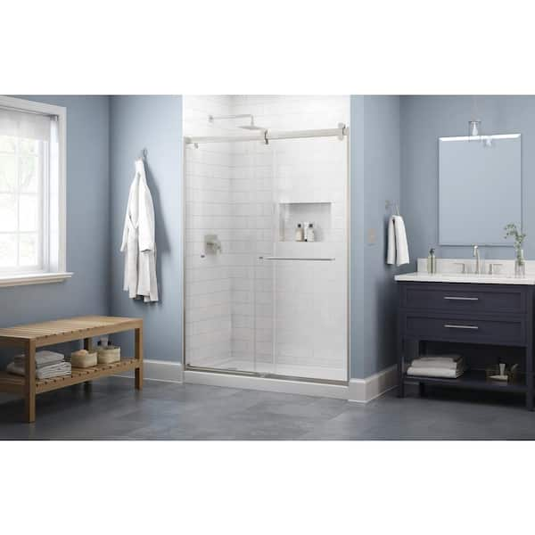 Delta SD3172704 Windemere 60 inch Wide Sliding Frameless Shower Door - Nickel, Silver