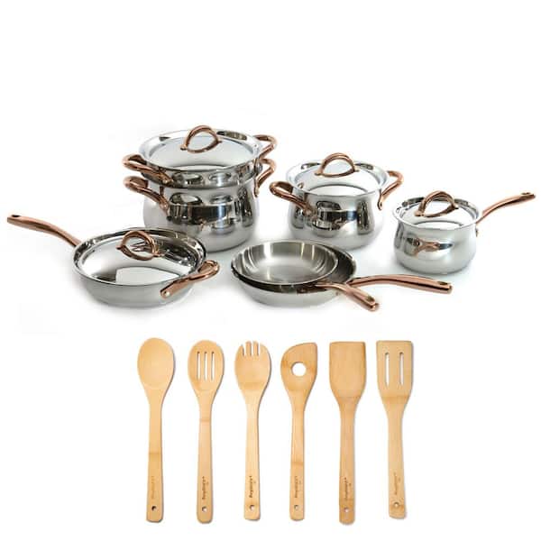 BergHOFF Ouro Gold 17-Piece 18/10 Stainless Steel Cookware Set, SS Lids