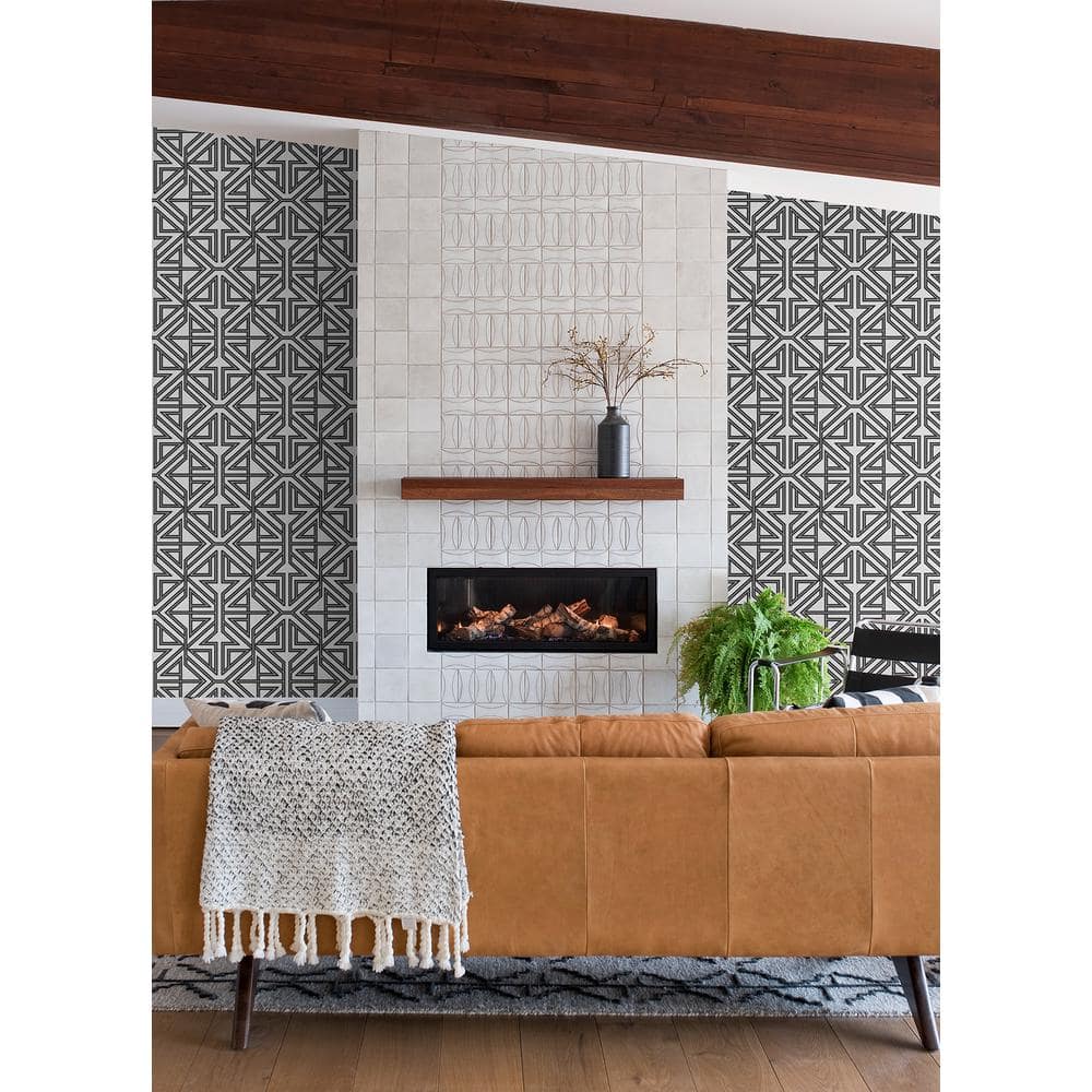 Kachel Black and White Geometric Vinyl Wallpaper