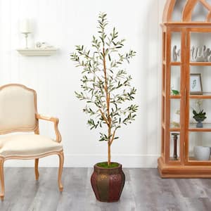 5.5 ft. Olive Artificial Tree in Decorative Planter