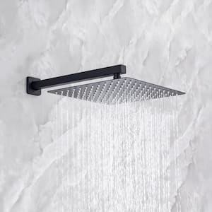 Mondawell Square 1-Spray Patterns 10 in. Wall Mount Rain Dual Shower Heads with Handheld and Valve in Matte Black